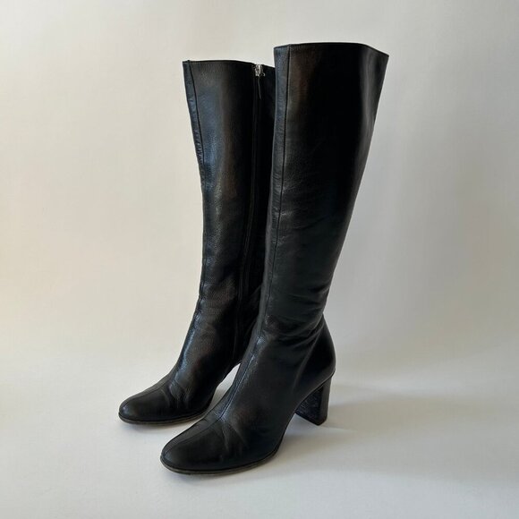 GUCCI BY TOM FORD GG INTERLOCKING BLACK LEATHER BOOTS - Picture 7 of 10